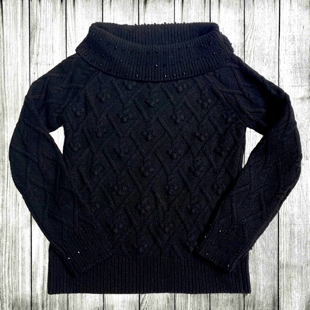 Liz Claiborne bead cowl neck diamond knit sweater